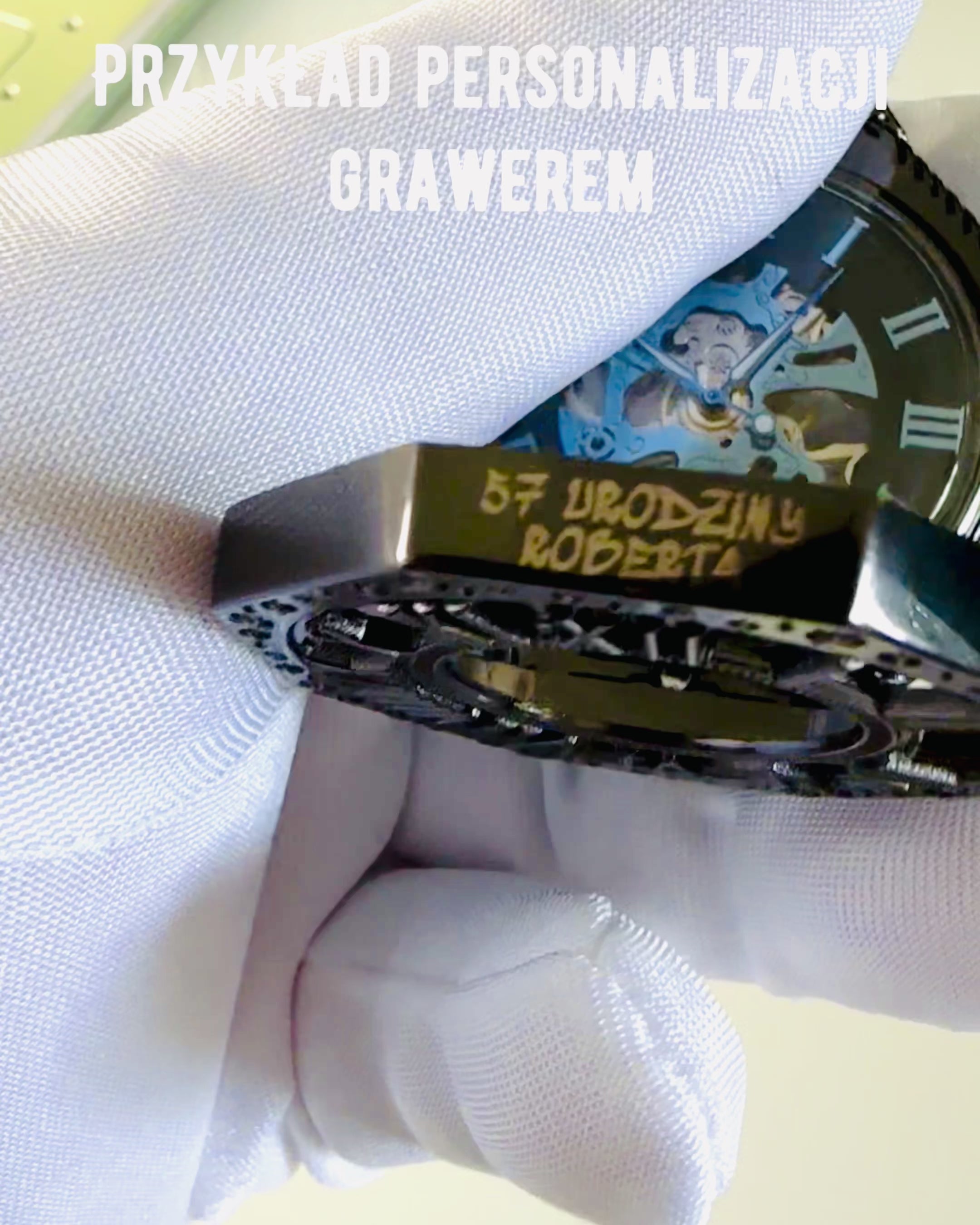 Klassiek Achtkantig Mechanisch Zakhorloge Steampunk in Zwart, Gravure