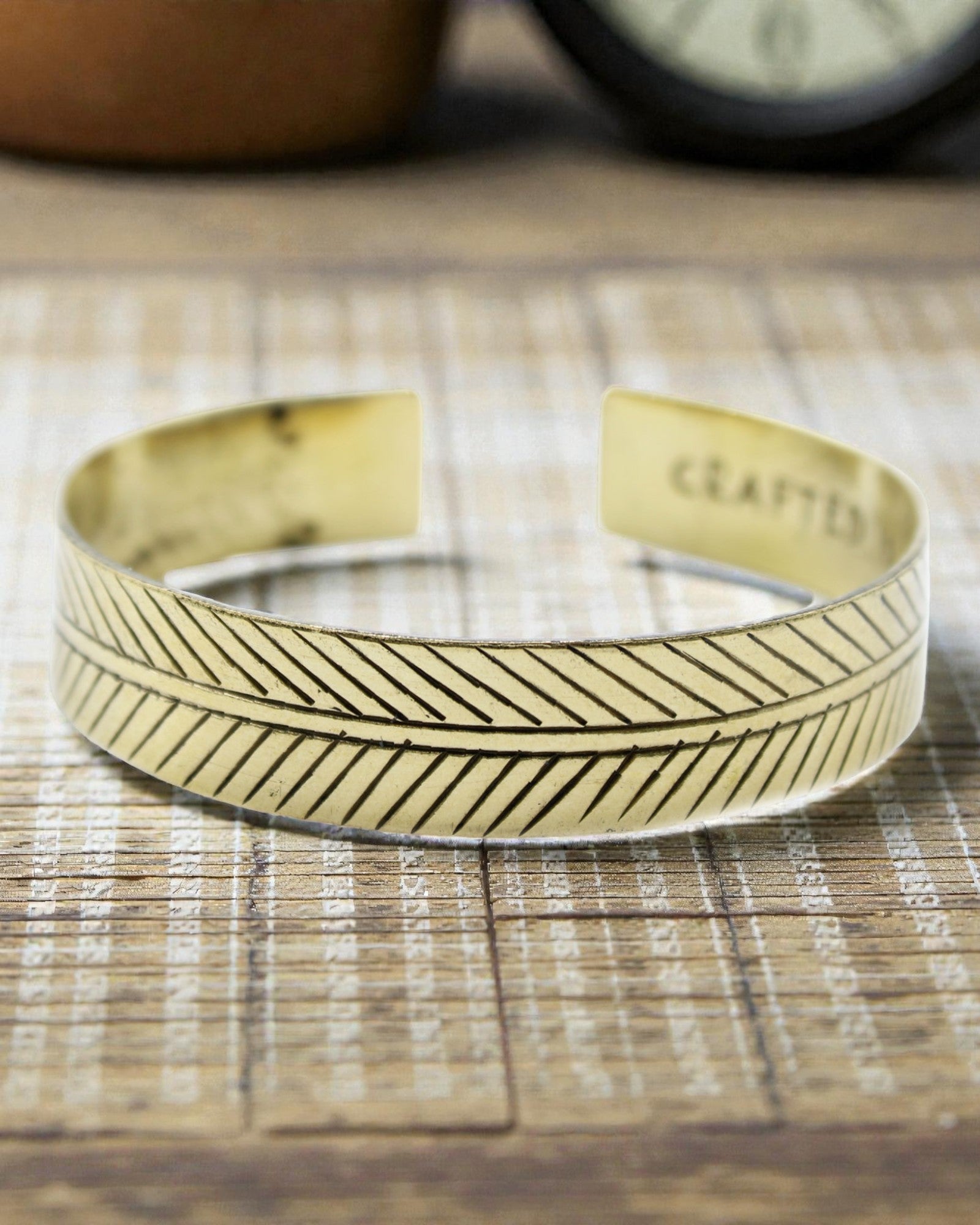 Tibetaanse messing armband Gouden blad – Brede tribal