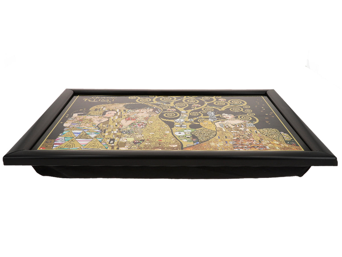 Laptopstandaard G. Klimt, Collage (CARMANI) met mogelijkheid tot personalisatie met gravure, ideaal als cadeau, afmetingen 30.5x40.5cm, stijlvol en comfortabel om op schoot te werken
