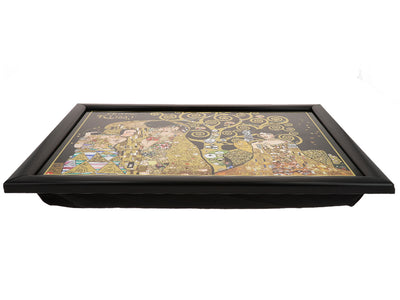 Laptopstandaard G. Klimt, Collage (CARMANI) met mogelijkheid tot personalisatie met gravure, ideaal als cadeau, afmetingen 30.5x40.5cm, stijlvol en comfortabel om op schoot te werken