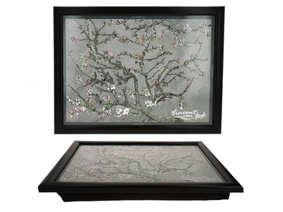 Laptopstandaard V. van Gogh, Bloeiende Amandelboom, grijs, 30.5x40.5cm met mogelijkheid tot personalisatie met gravure
