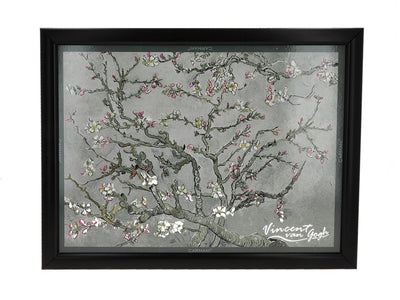 Laptopstandaard V. van Gogh, Bloeiende Amandelboom, grijs, 30.5x40.5cm met mogelijkheid tot personalisatie met gravure