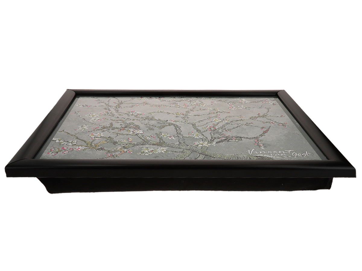 Laptopstandaard V. van Gogh, Bloeiende Amandelboom, grijs, 30.5x40.5cm met mogelijkheid tot personalisatie met gravure