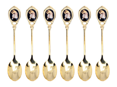 Set van 6 lepeltjes bekleed met 24K goud met Grieks motief