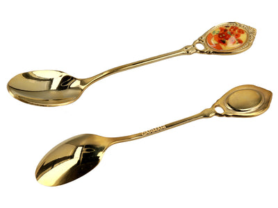 Set van 6 gouden lepeltjes met motief van Zonnebloemen van Vincent van Gogh