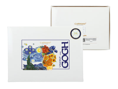 Set van 6 gouden lepeltjes met motief van Zonnebloemen van Vincent van Gogh
