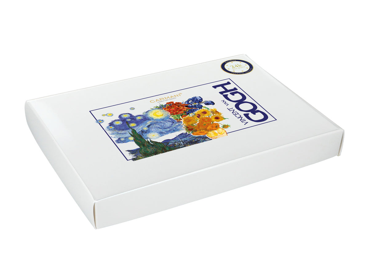 Set van 6 gouden lepeltjes met motief van Zonnebloemen van Vincent van Gogh
