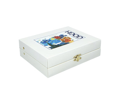 Set van 6 lepeltjes bekleed met 24K goud met 1 suikerlepel - V. van Gogh, mix, mogelijkheid tot personalisatie met gravure, elegante cadeauverpakking, afmetingen 13 cm