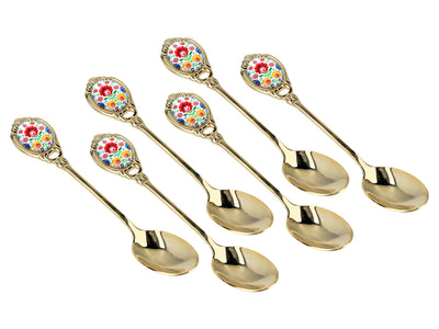 Set van 6 theelepels, met 24K goud vergulde theelepels