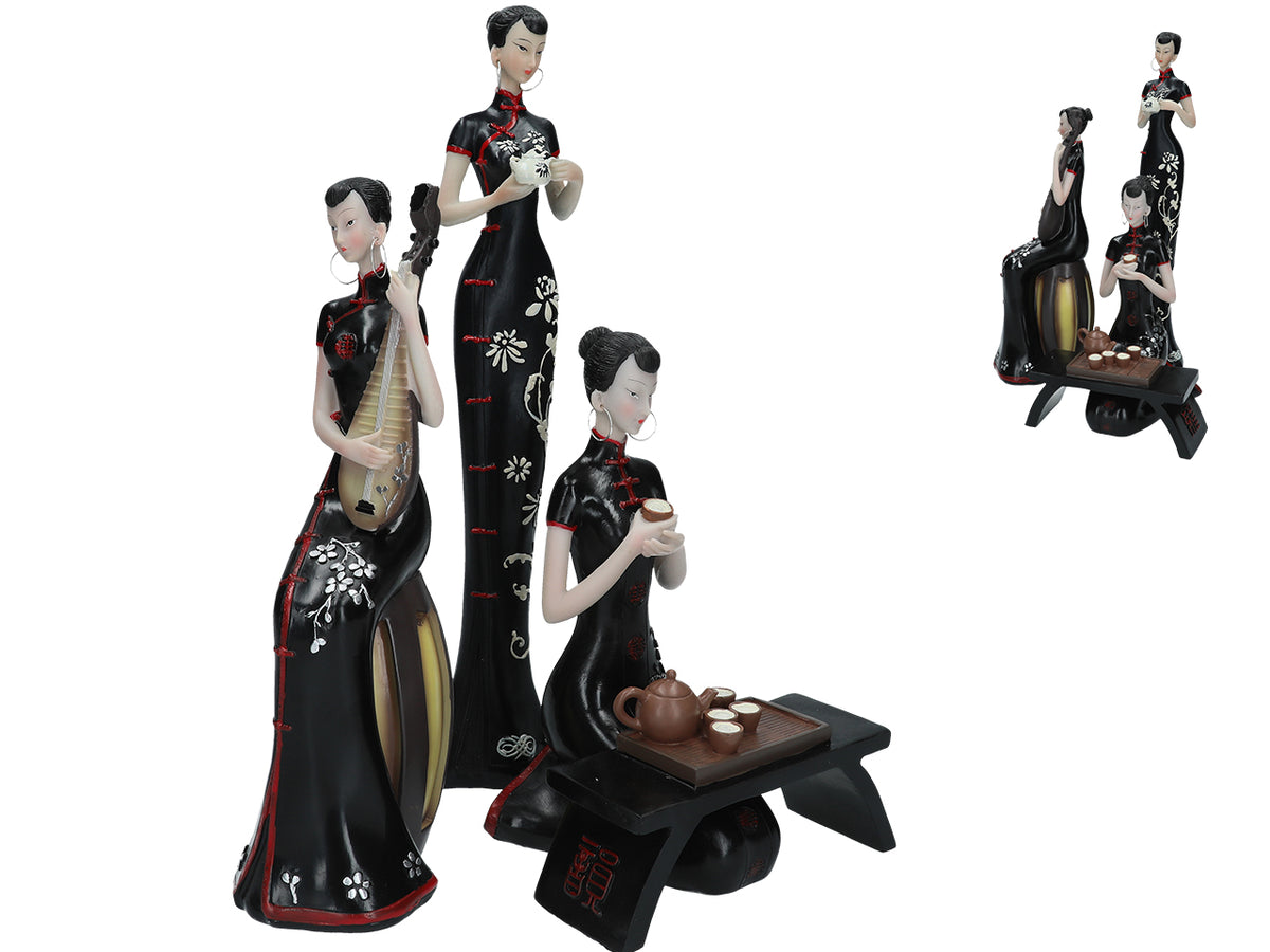 Geisha-beeldje met mogelijkheid tot personalisatie met gravure, hoogte van 21 cm tot 33 cm, ideaal als cadeau