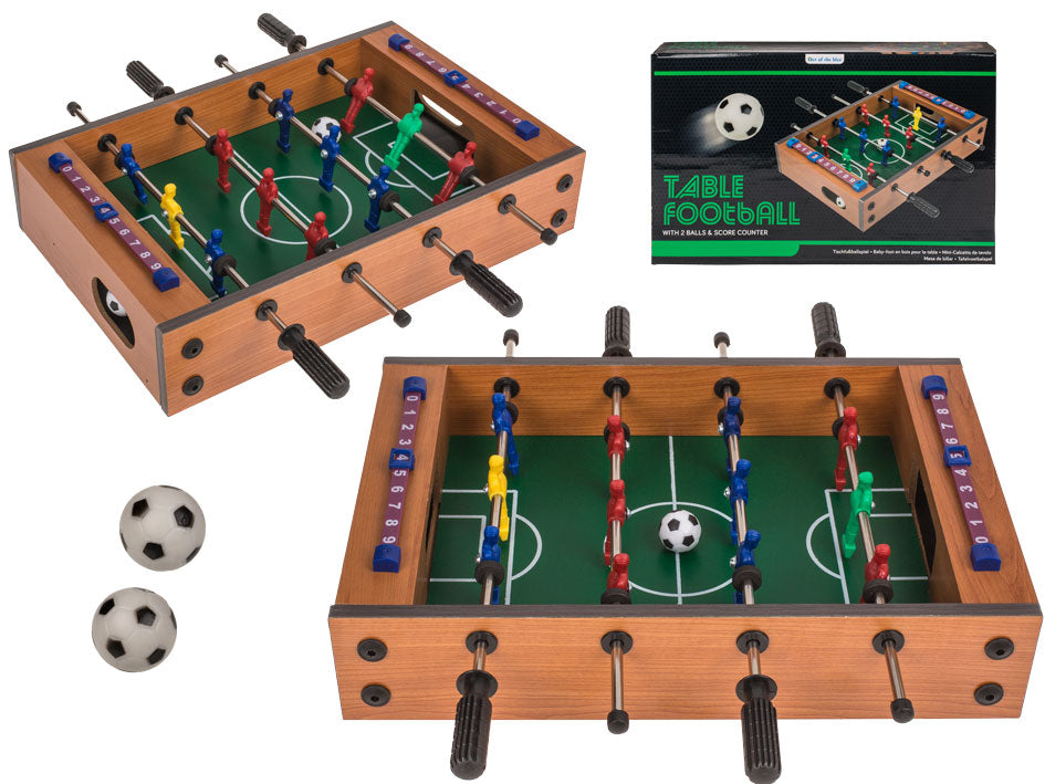 Houten tafelvoetbalspel met gravure