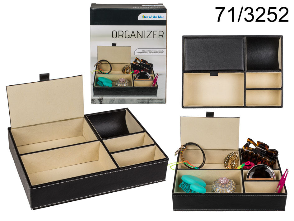 Sieradenorganizer van eco-leer, mogelijkheid tot personalisatie met gravure, 25 x 18 x 5 cm