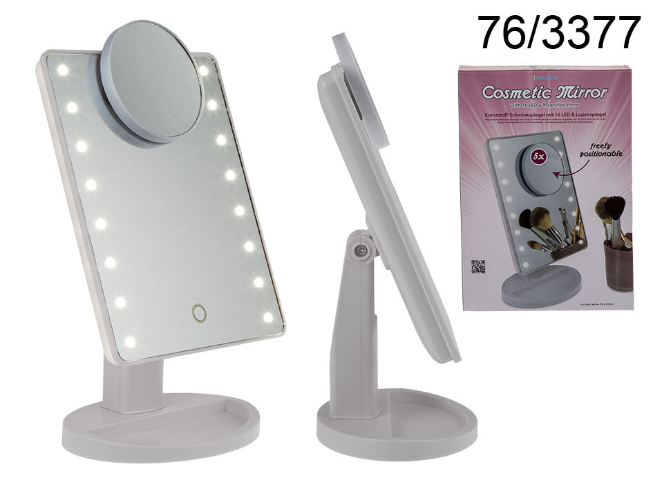 Verlichte LED-cosmeticaspiegel met 5x vergroting, mogelijkheid tot personalisatie met gravure