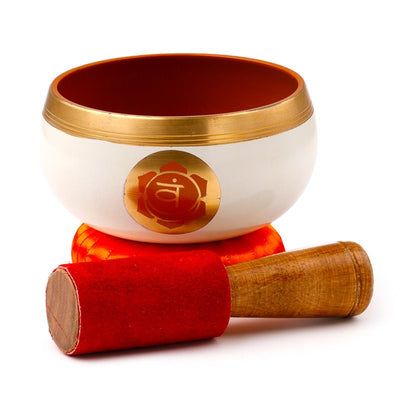 Klankschaal oranje chakra met mogelijkheid tot personalisatie met gravure, metalen klankschaal, ideaal als cadeau, diameter 10 cm, hoogte 5 cm