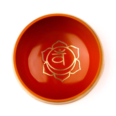 Klankschaal oranje chakra met mogelijkheid tot personalisatie met gravure, metalen klankschaal, ideaal als cadeau, diameter 10 cm, hoogte 5 cm