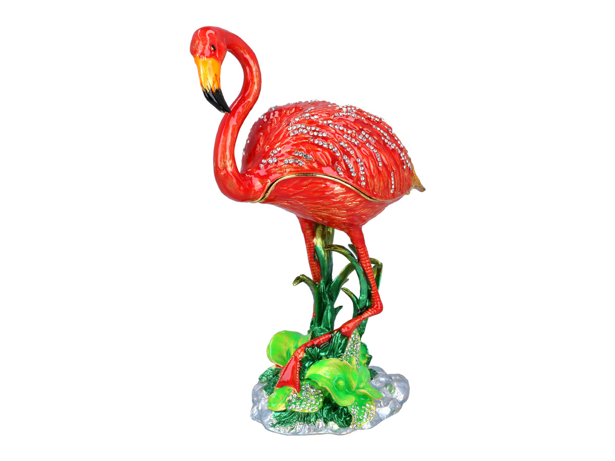 Metalen doosje Flamingo met mogelijkheid tot personalisatie met gravure, decoratief, ideaal als cadeau, 22 cm hoog
