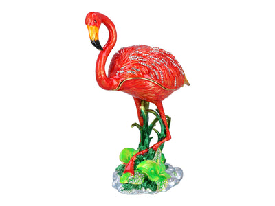 Metalen doosje Flamingo met mogelijkheid tot personalisatie met gravure, decoratief, ideaal als cadeau, 22 cm hoog