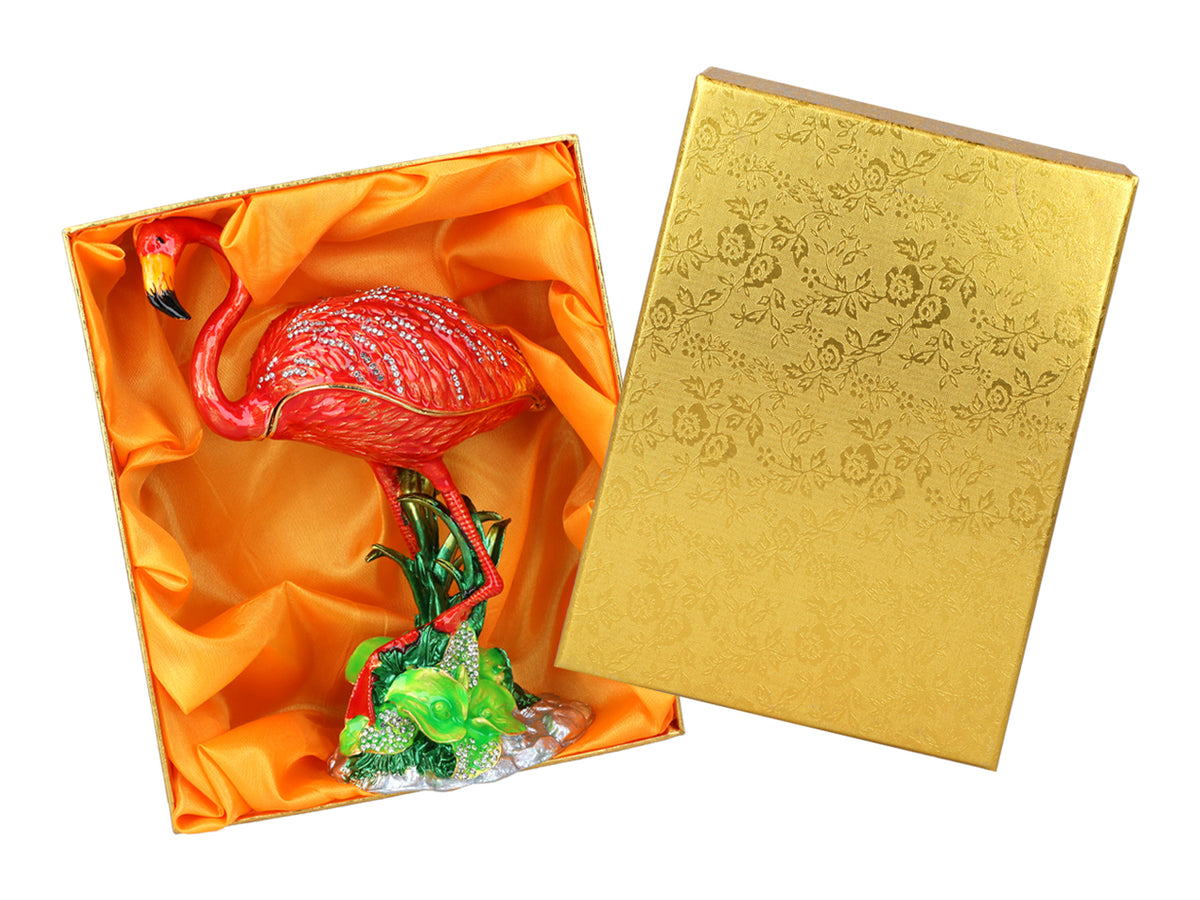 Metalen doosje Flamingo met mogelijkheid tot personalisatie met gravure, decoratief, ideaal als cadeau, 22 cm hoog