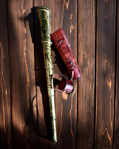 Koninklijke Verrekijker "Voyager 1818" – Exclusief, Messing, 83 cm, handgemaakt, etui van Echt Leer – Collectors Editie, personalisatie met gravure als cadeau