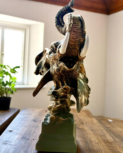 Decoratief Beeldje "Trots van de Savanne" – Olifantenhoofd Beeldje met graveermogelijkheid, als cadeau