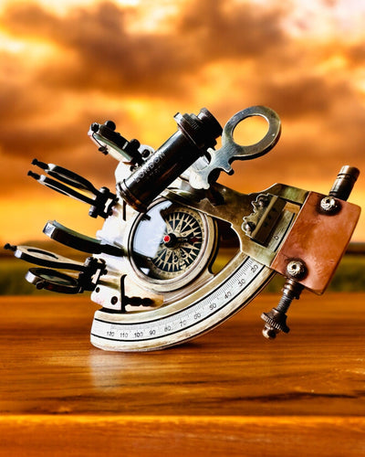 Sekstant Premium met Antiek Kompas - mogelijkheid tot personalisatie met gravure