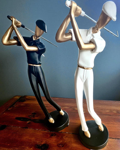 Beeldje van golfer "Swing Elegance", 24 cm hoog, decoratief met mogelijkheid tot gravure als cadeau