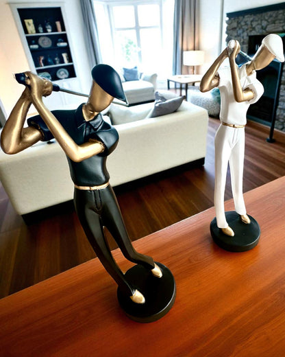 Beeldje van golfer "Swing Elegance", 24 cm hoog, decoratief met mogelijkheid tot gravure als cadeau
