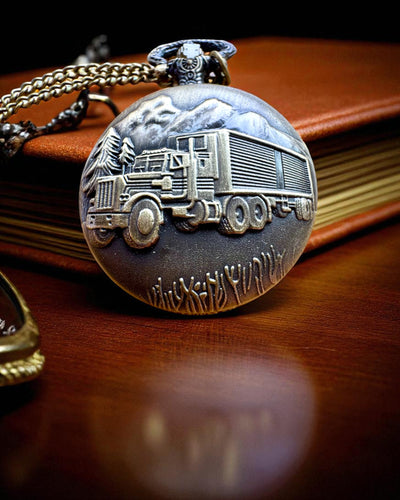 Zakhorloge „Road King” – met Vrachtwagenmotief, met gravure, als cadeau