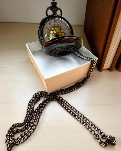 Zwarte Zakhorloge „Midnight Elegance”, personalisatie als cadeau met gravure