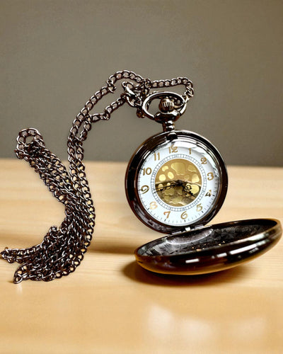 Zwarte Zakhorloge „Midnight Elegance”, personalisatie als cadeau met gravure