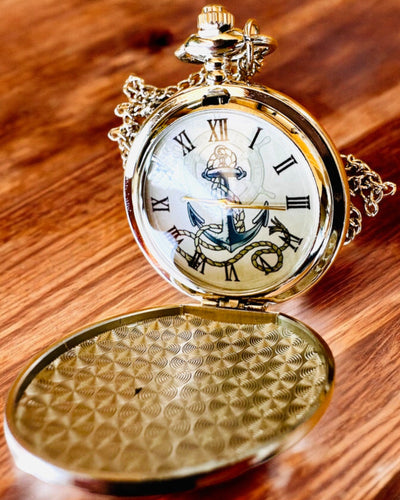 Zakhorloge "Gouden Anker" - personalisatie als cadeau met gravure