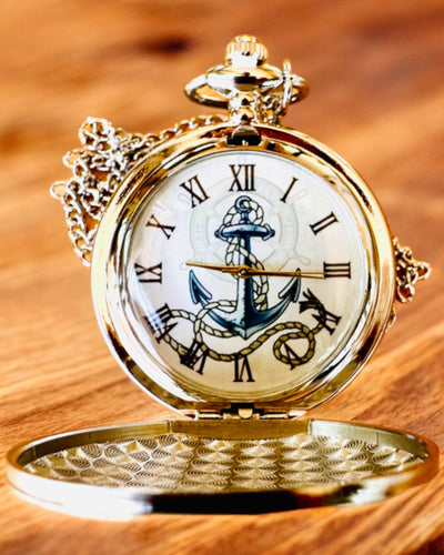 Zakhorloge "Gouden Anker" - personalisatie als cadeau met gravure