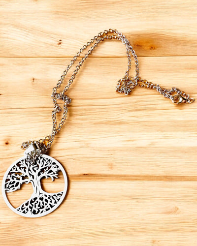 Ketting "Levensboom" van Roestvrij Staal - personalisatie met gravure, 2 kleuropties