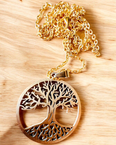 Ketting "Levensboom" van Roestvrij Staal - personalisatie met gravure, 2 kleuropties