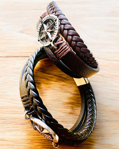 Armband "Compass Adventure" - mogelijkheid tot personalisatie met gravure als cadeau, 2 kleuropties om uit te kiezen