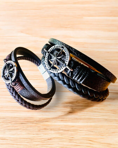 Armband "Compass Adventure" - mogelijkheid tot personalisatie met gravure als cadeau, 2 kleuropties om uit te kiezen