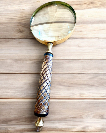 Grote Retro Vergrootglas, mogelijkheid tot personalisatie als cadeau met gravure - varianten om uit te kiezen