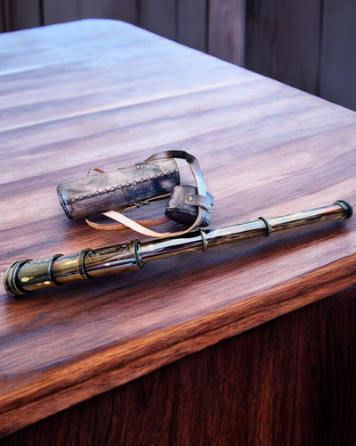 Premium Luneta "Voyager" met Gegraveerde Telescoop en Etui van Echt Leer, mogelijkheid tot personalisatie met gravure als cadeau