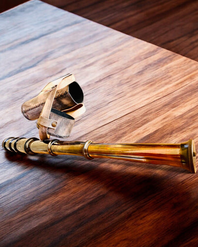 Premium Luneta "Voyager" met Gegraveerde Telescoop en Etui van Echt Leer, mogelijkheid tot personalisatie met gravure als cadeau