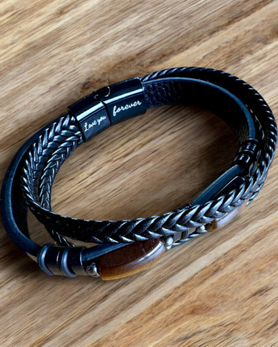 Armband Heren Magnetic Love – leren met mogelijkheid tot personalisatie met gravure als cadeau