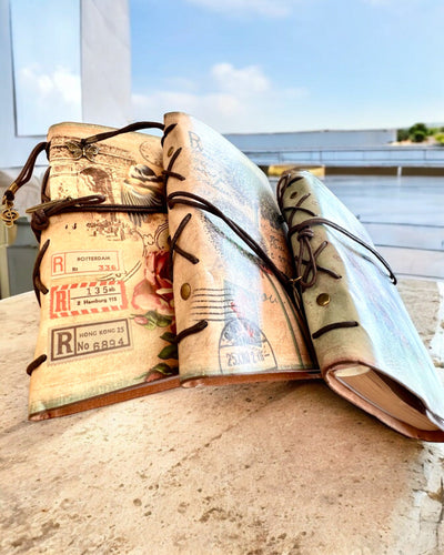 Vintage Memoire Notitieboek met gepersonaliseerde gravure - 3 ontwerpen om uit te kiezen, notitieboek als cadeau