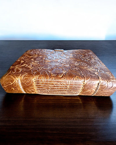 Leren Notitieboek Vintage "Floralis" – handmatig geperst, 400 pagina's, mogelijkheid tot graveren, 2 varianten