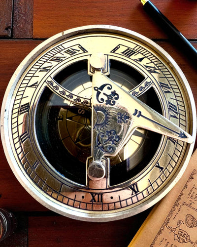 Zonnewijzer Kompas Voyager 7cm – messing zonnewijzer met kompas, personalisatie met gravure als cadeau