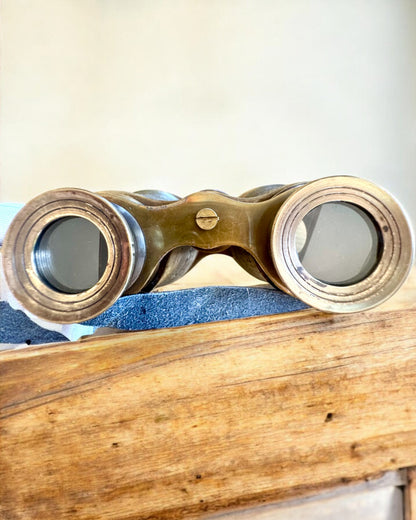 Verrekijker met leren etui Victorian's Eye, 11 cm Messing, Handgemaakt versierd, personalisatie met gravure als cadeau