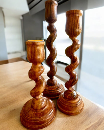Set van 3 kandelaars "Spiraallicht" 25 cm hoog, mogelijkheid tot personalisatie met gravure als cadeau