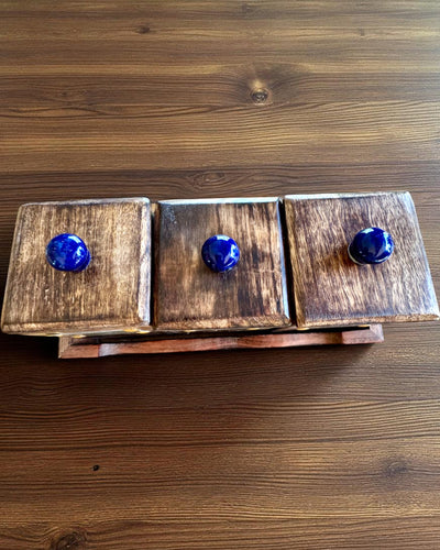 Set Royal Trio – Thee, Koffie, Suiker van Shisham hout, handgemaakt, met optie voor gravure als cadeau