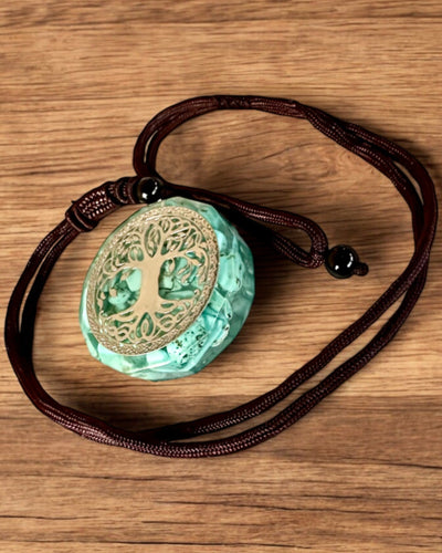 Amulet "Drzewo Życia" met turquoise – Jouw persoonlijke kracht, ketting als cadeau, personalisatie met gravure