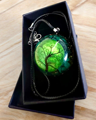 "Malachiet Amulet van het Leven" - ketting met de mogelijkheid voor personalisatie met gravure als cadeau