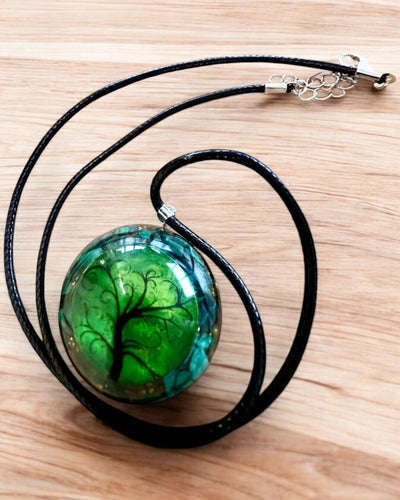 "Malachiet Amulet van het Leven" - ketting met de mogelijkheid voor personalisatie met gravure als cadeau