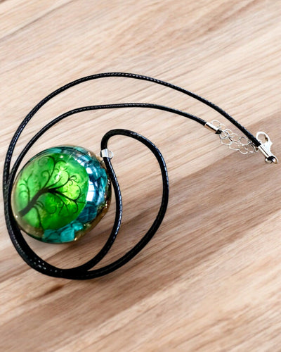 "Malachiet Amulet van het Leven" - ketting met de mogelijkheid voor personalisatie met gravure als cadeau